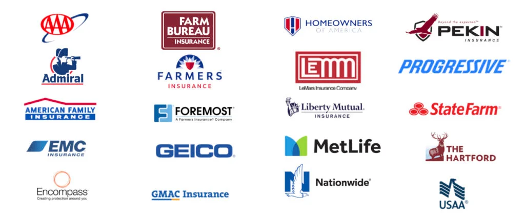 Insurance carriers we work with: AAA, Farm Bureau, Homeowners of America, Pekin, Admiral, Farmers, LeMars, Progressive, American Family, Foremost, Liberty Mutual, State Farm, EMC, GEICO, MetLife, The Hartford, Encompass, GMAC, Nationwide, USAA